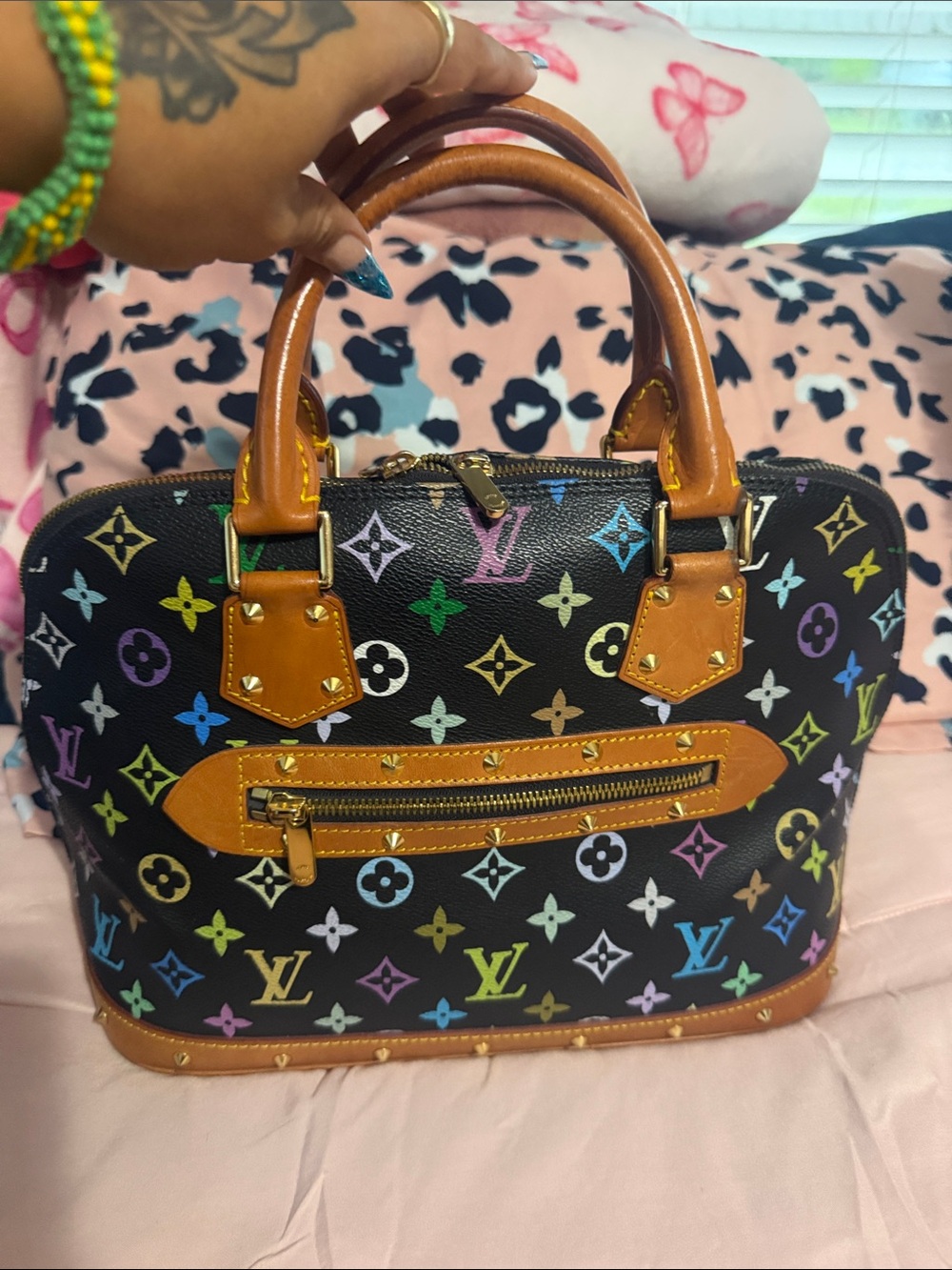 beautiful multicolored hand bag